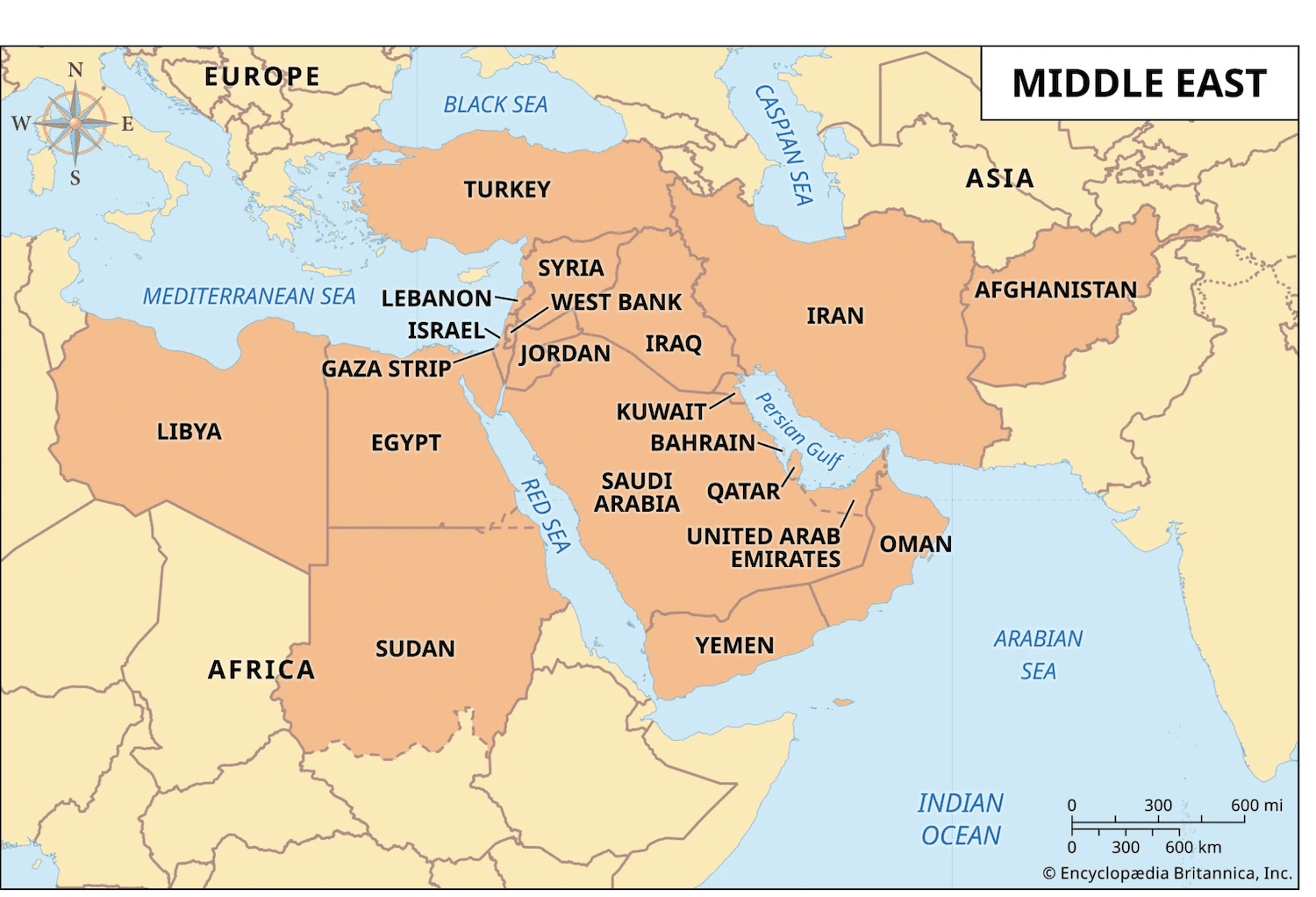 map of middle east travel